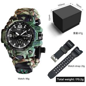Men's Dual Time Electronic Sports Watch Waterproof Tactical Analog Digital Stop Watch Feature Luxury Resin for Outdoor Survival