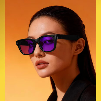 E06 AI smart glasses with app touch control and magnetic charging