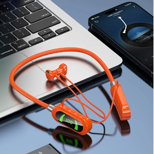 Sports Neckband Headphones LED Power Display Rhythm Light