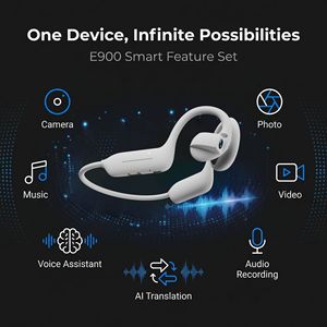 Hands-free Shooting AI Smart Air Conduction for Headphone Music Audio Record Real-time Translation 8MP Camera Open Sports