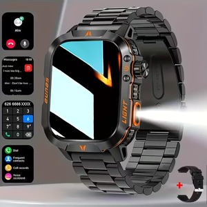 2026 Smart Watch for Men Answer/Make Call, Outdoor Altimeter Barometer Tactical Sports Smartwatch with LED Flashlight Compass