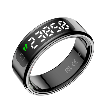 Stainless Steel Smart Health Ring with Screen Display and Charging Box