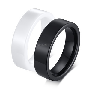 POYA 6mm Ceramic Ring White Black Flat Simple Band
